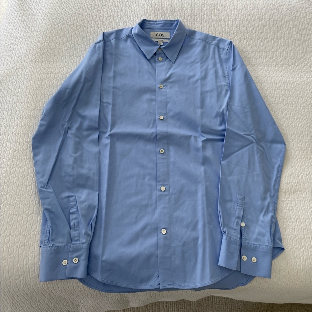 Cos Blue Button Down Size 16 Neck